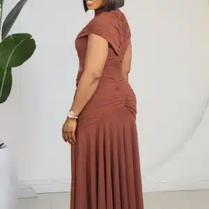 MESH FRONT CUT OUT RUCH DRESS 1075 - Image 6