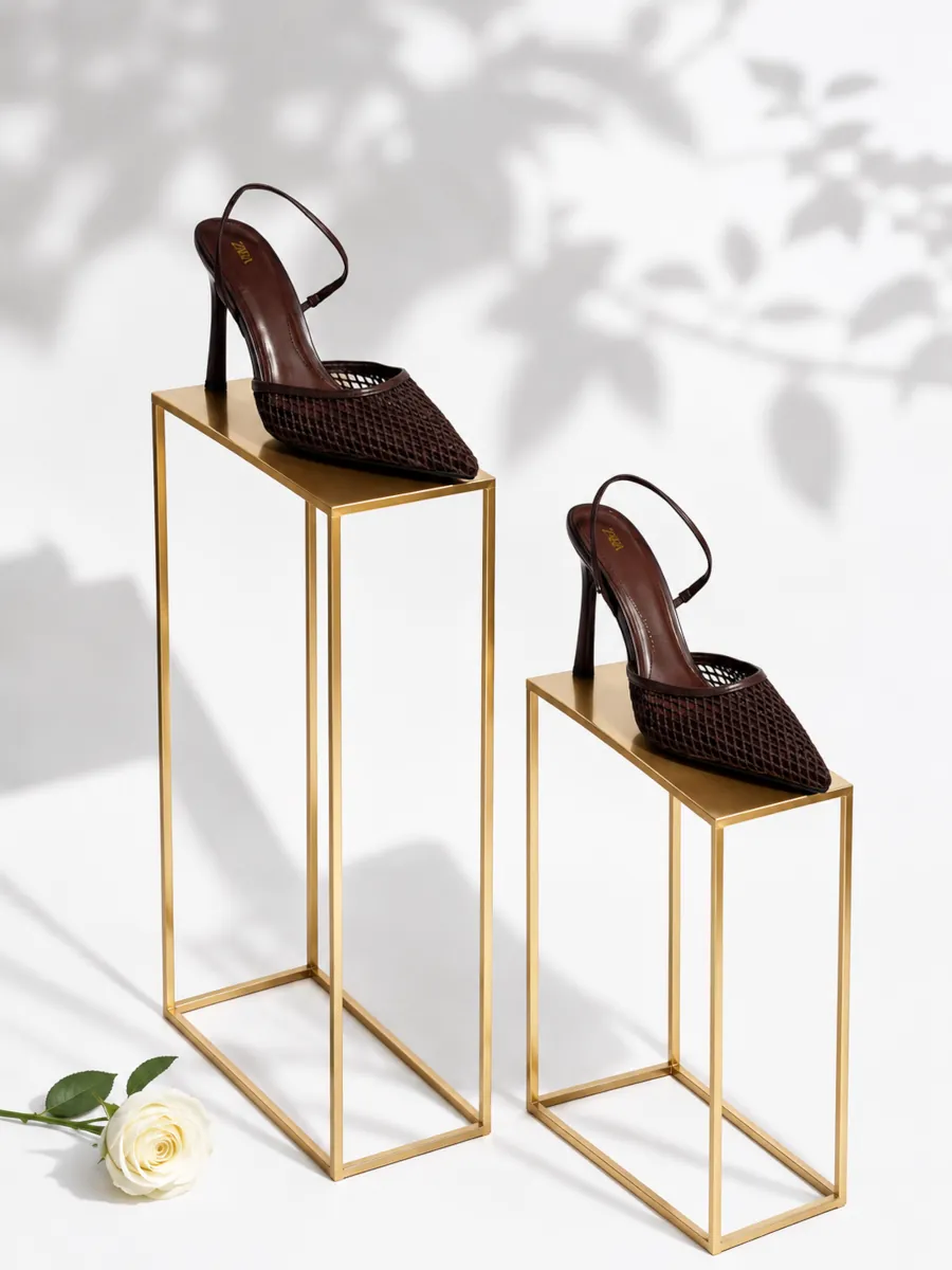 NET COVER FRONT SLING BACK HIGH HEEL SANDAL 1920-3 - Image 2