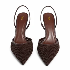 NET COVER FRONT SLING BACK HIGH HEEL SANDAL 1920-3 - Image 4
