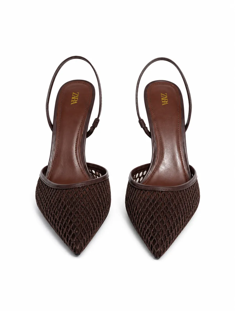 NET COVER FRONT SLING BACK HIGH HEEL SANDAL 1920-3 - Image 4