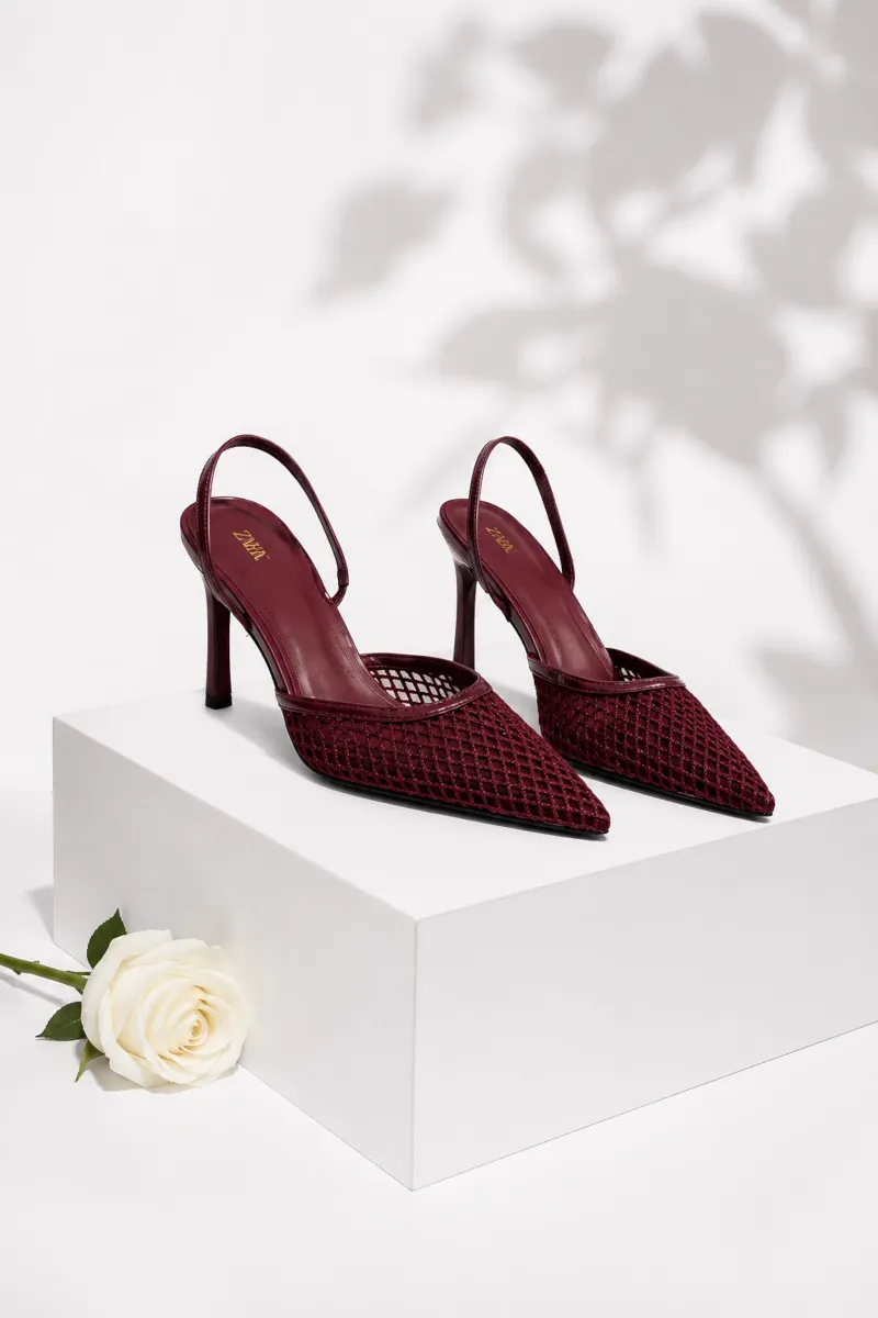 NET COVER FRONT SLING BACK HIGH HEEL SANDAL 1920-3 - Image 3
