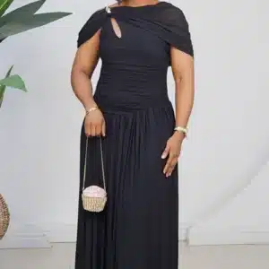 ONE SLEEVE OFF SHOULDER RUCH EVENING DRESS 2661 - Image 4