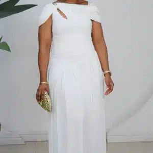 ONE SLEEVE OFF SHOULDER RUCH EVENING DRESS 2661