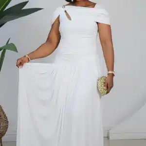 ONE SLEEVE OFF SHOULDER RUCH EVENING DRESS 2661 - Image 5