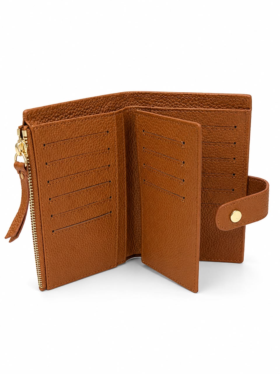 OVERLAP ZIP TOP LEATHER WALLET 3126 - Image 4