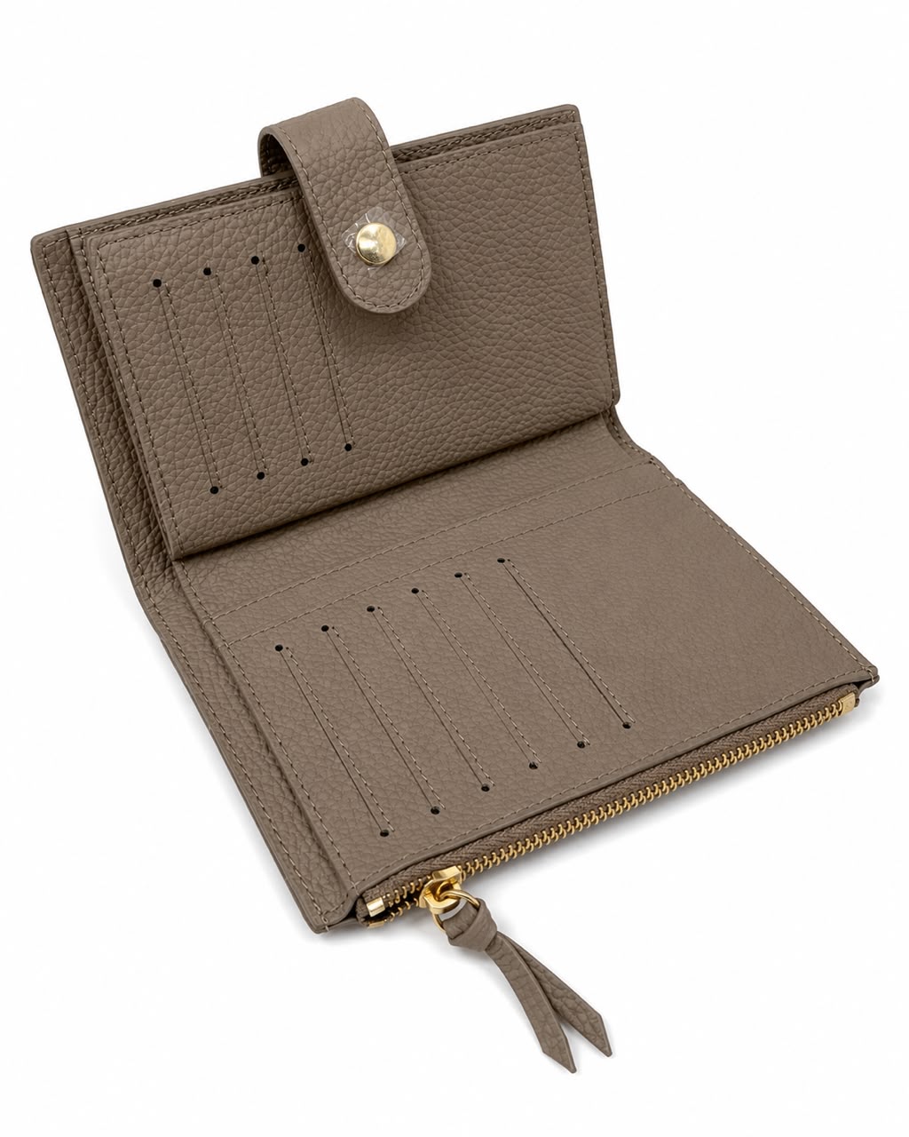 OVERLAP ZIP TOP LEATHER WALLET 3126 - Image 11