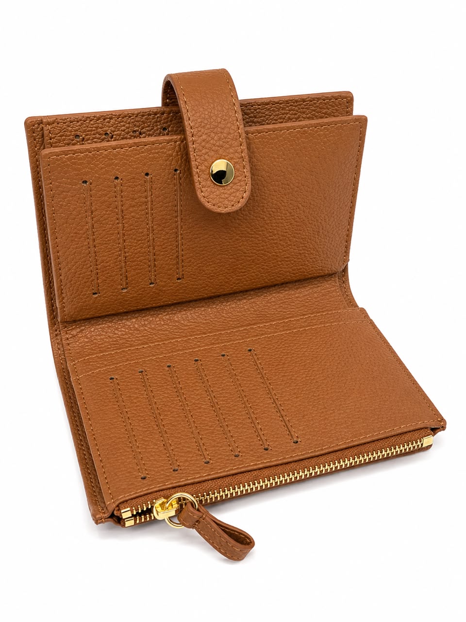 OVERLAP ZIP TOP LEATHER WALLET 3126 - Image 7