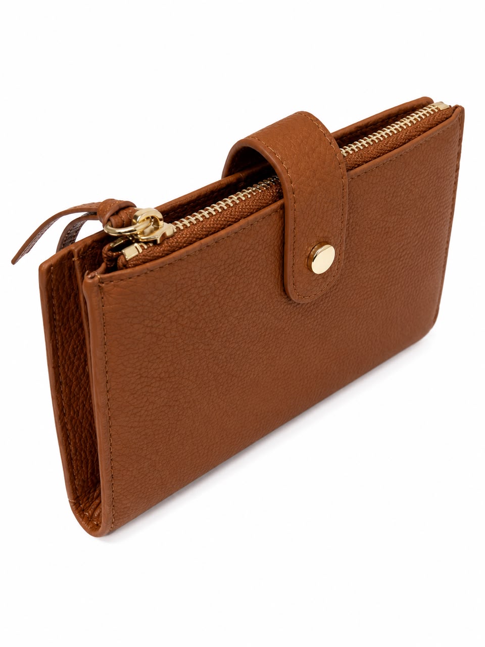 OVERLAP ZIP TOP LEATHER WALLET 3126