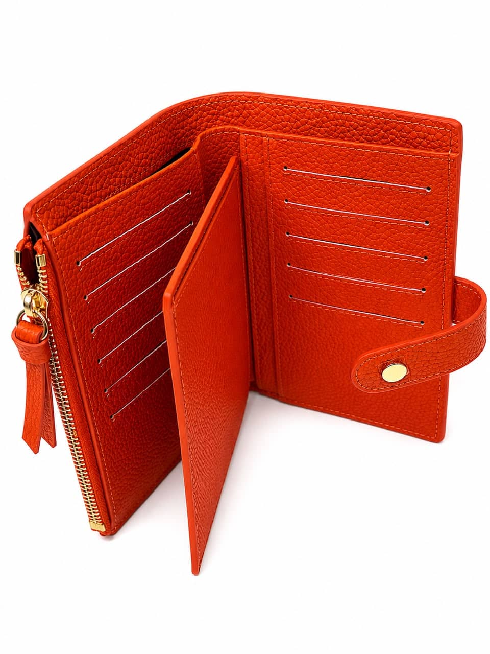 OVERLAP ZIP TOP LEATHER WALLET 3126 - Image 6