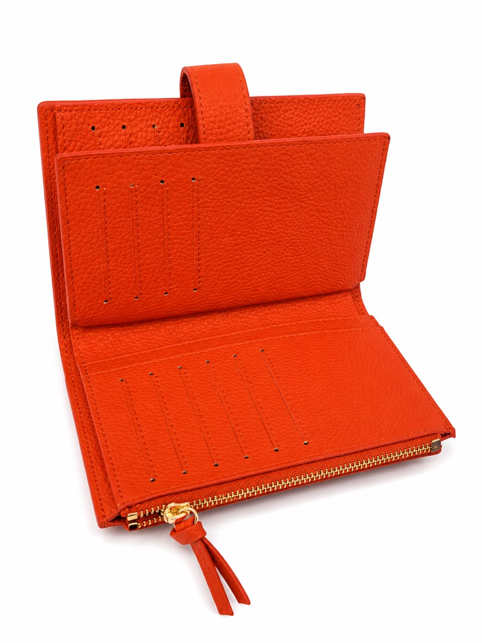 OVERLAP ZIP TOP LEATHER WALLET 3126 - Image 9