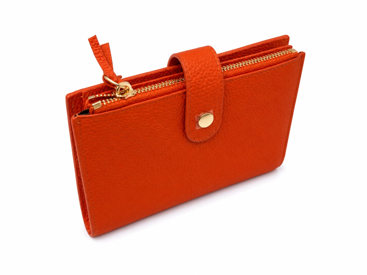 OVERLAP ZIP TOP LEATHER WALLET 3126 - Image 3