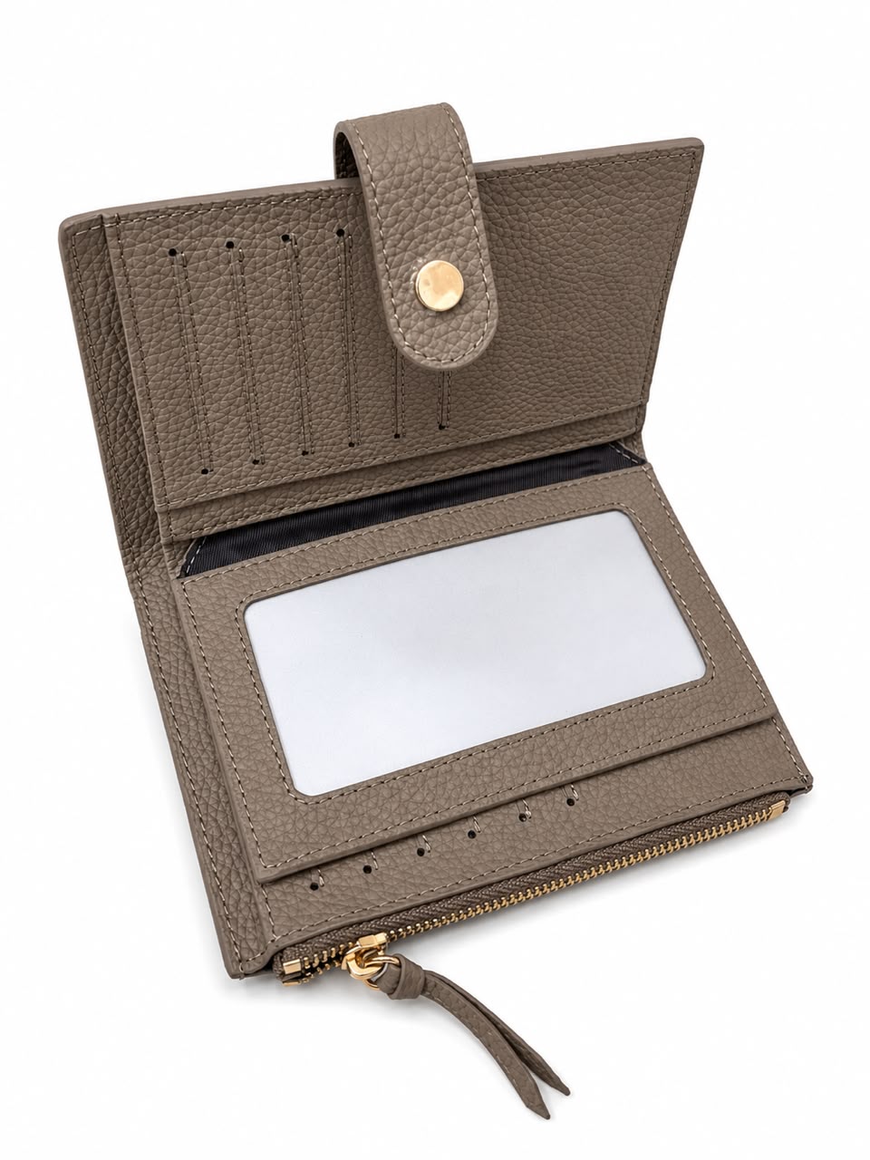 OVERLAP ZIP TOP LEATHER WALLET 3126 - Image 8