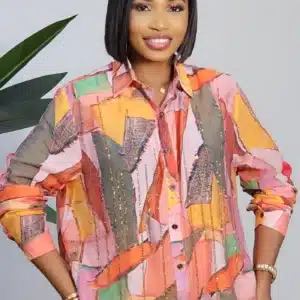 PATTERN FRONT STUD SHIRT 8902