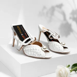 PEARL DETAIL TOP HIGH HEEL SANDALS 247-9 - Image 4