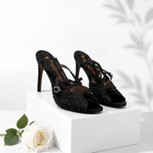 PEARL DETAIL TOP HIGH HEEL SANDALS 247-9 - Image 3