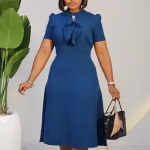 RUFFLE CHEST A-LINE DRESS 1007