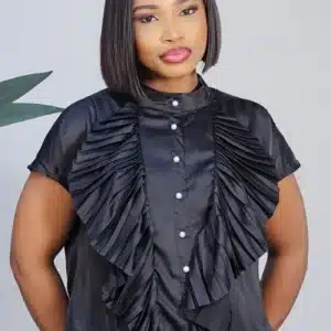 RUFFLE PLEAT FRONT SATIN TOP 879 - Image 14
