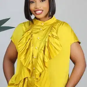 RUFFLE PLEAT FRONT SATIN TOP 879