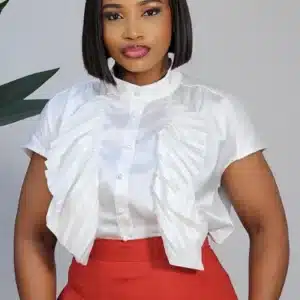 RUFFLE PLEAT FRONT SATIN TOP 879 - Image 12