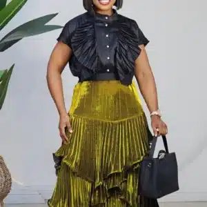 RUFFLE PLEAT FRONT SATIN TOP 879 - Image 6
