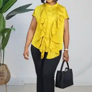 RUFFLE PLEAT FRONT SATIN TOP 879 - Image 5