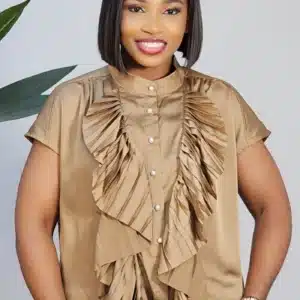 RUFFLE PLEAT FRONT SATIN TOP 879 - Image 4