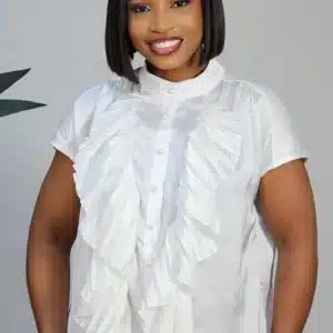 RUFFLE PLEAT FRONT SATIN TOP 879 - Image 3