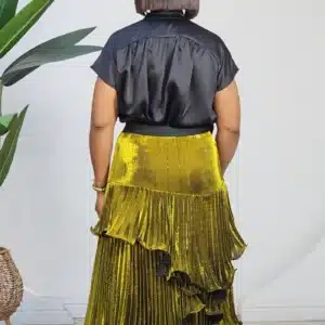 RUFFLE PLEAT FRONT SATIN TOP 879 - Image 10