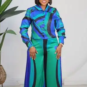 SATIN PATTERN SHIRT & PALAZZO PANT SET 57009