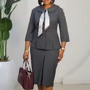 SCARF KNOT JACKET & SKIRT SET 5591 - Image 2