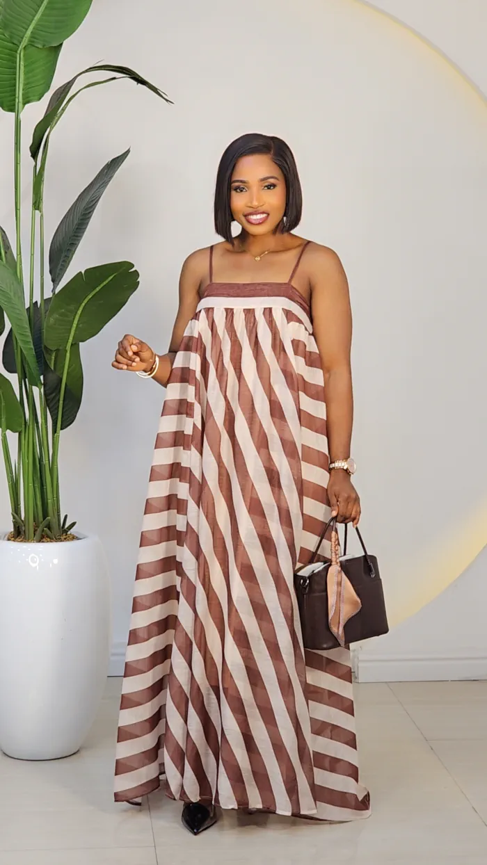 SPAG STRIPE SWING MAXI DRESS 8607