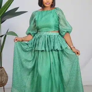 STRIPE KNOT BACK TOP & SKATER SKIRT SET 890 - Image 5