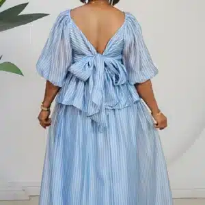 STRIPE KNOT BACK TOP & SKATER SKIRT SET 890 - Image 8