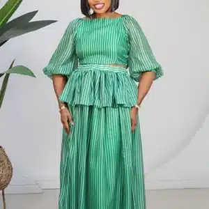 STRIPE KNOT BACK TOP & SKATER SKIRT SET 890 - Image 3