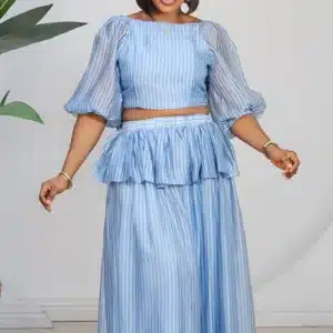 STRIPE KNOT BACK TOP & SKATER SKIRT SET 890 - Image 6