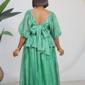 STRIPE KNOT BACK TOP & SKATER SKIRT SET 890 - Image 9