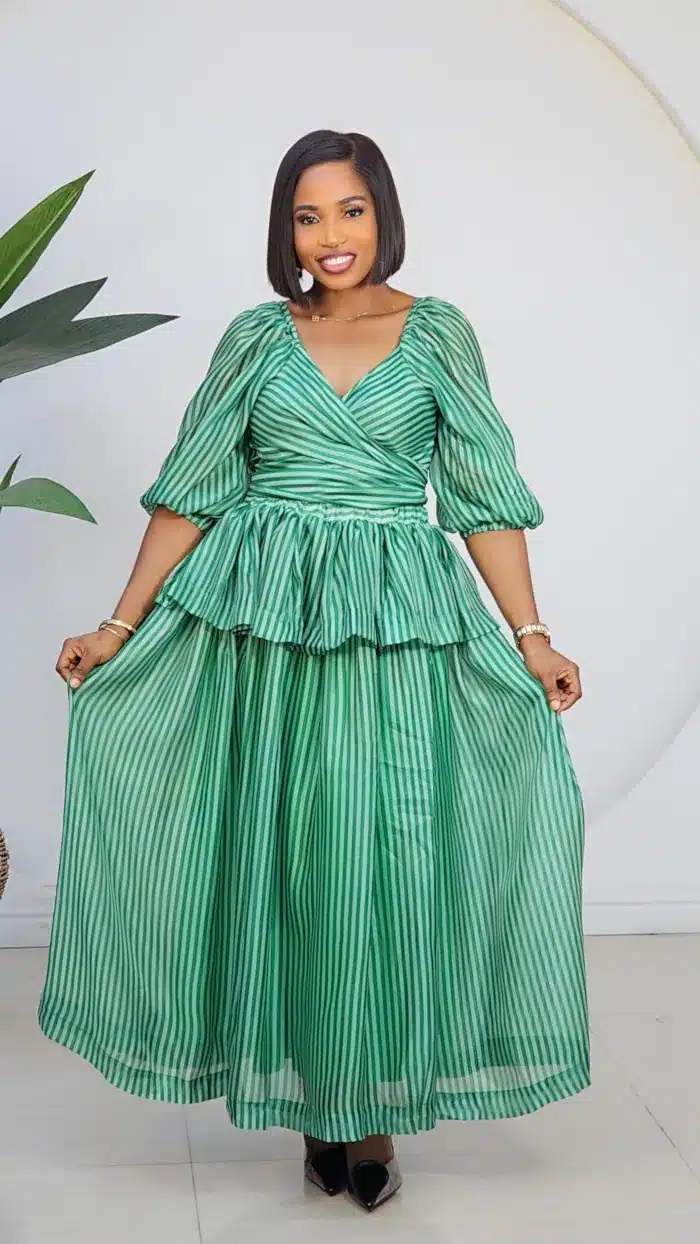 STRIPE KNOT BACK TOP & SKATER SKIRT SET 890