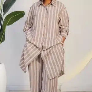 STRIPE LONG SHIRT & PANT SET 6032 - Image 4