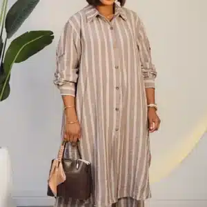 STRIPE LONG SHIRT & PANT SET 6032