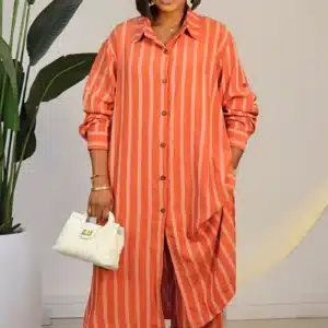STRIPE LONG SHIRT & PANT SET 6032 - Image 2