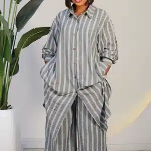 STRIPE LONG SHIRT & PANT SET 6032 - Image 6