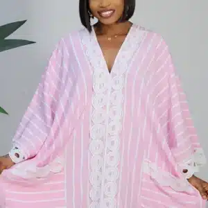 STUD STRIPE EMBROIDERY MIDI ABAYA 2407 - Image 4