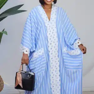 STUD STRIPE EMBROIDERY MIDI ABAYA 2407 - Image 5