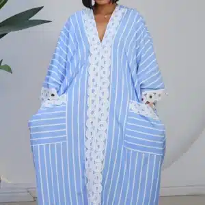 STUD STRIPE EMBROIDERY MIDI ABAYA 2407 - Image 2