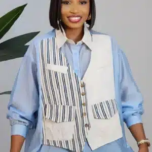 2-TONE WAIST COAT ORGANZA SHIRT C095