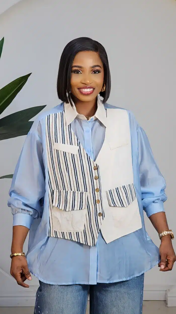 2-TONE WAIST COAT ORGANZA SHIRT C095