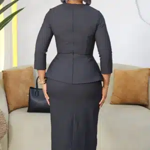 ANIMAL FRONT DETAILED PEPLUM DRESS 2970 - Image 3