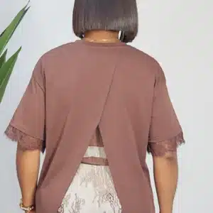 BACK LACE INSERTED JERSEY TOP 0708 - Image 3