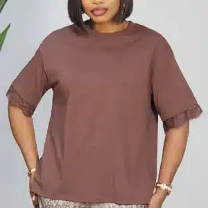 BACK LACE INSERTED JERSEY TOP 0708