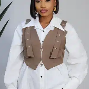 BUCKLE WAIST COAT 2IN1 & SHIRT SET 3329